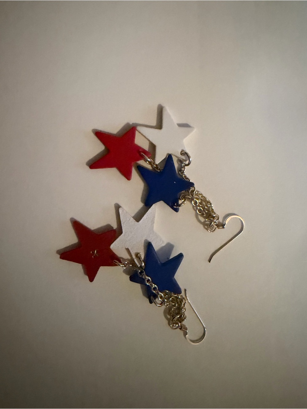Patriotic Star Dangle Earrings - Red White Blue